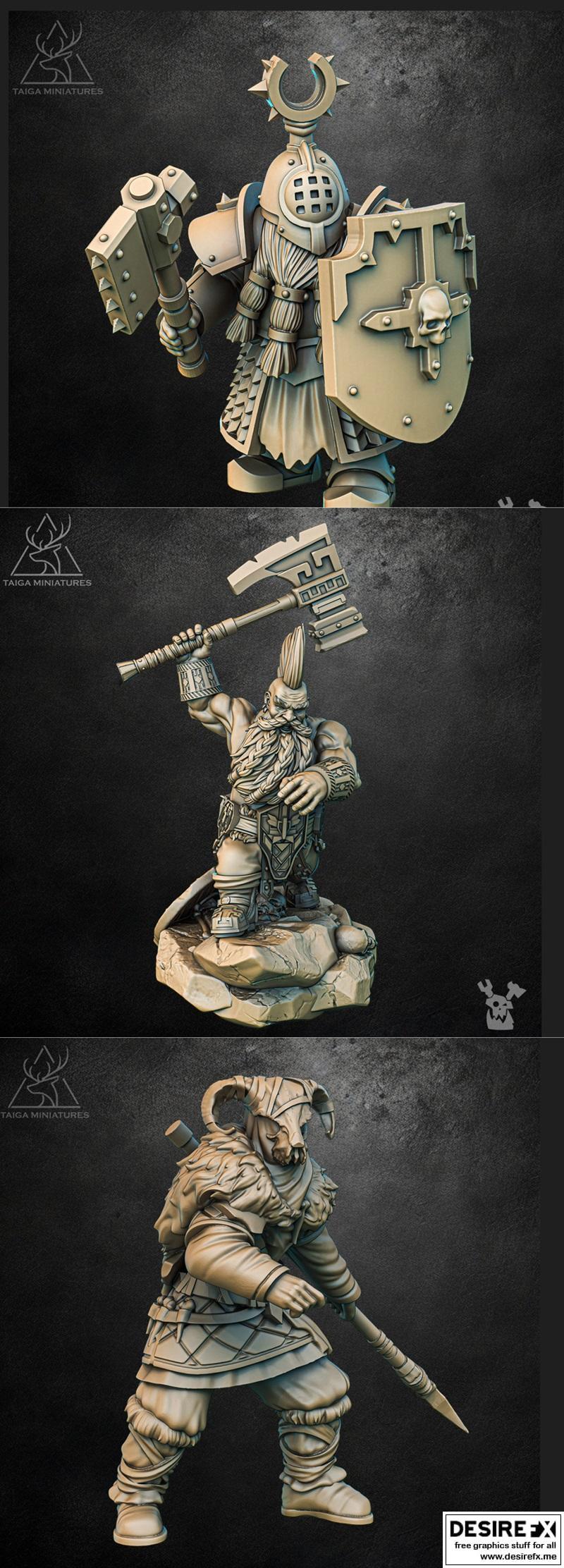 黑铁守护者与矮人 primal 捕猎者 3D打印模型|Blackiron Keeper and Botrek the Dwarf and Primal Hunter – 3D Print Model STL
