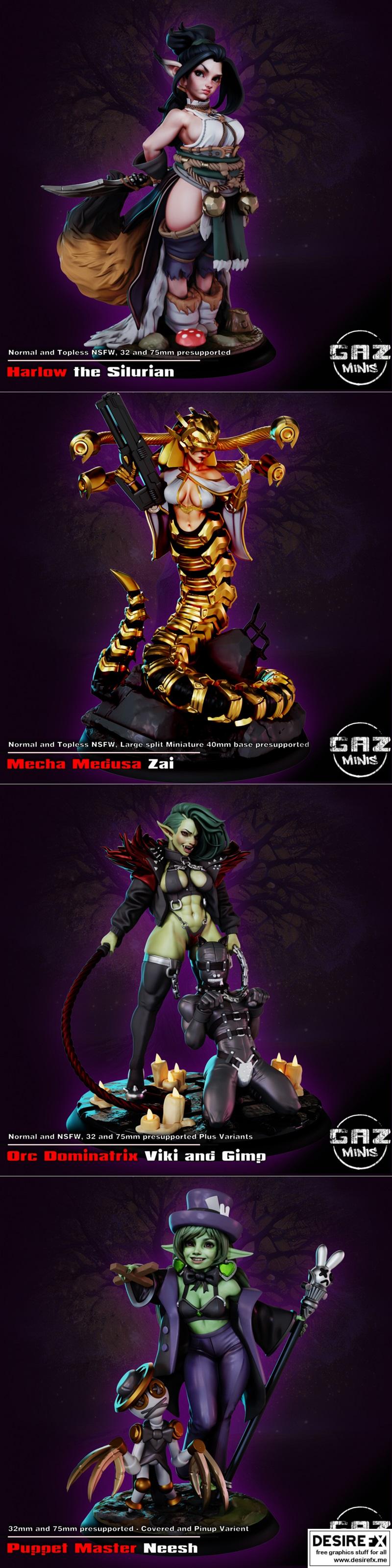 GAZ迷你模型：地下潜水者——异端角色3D打印版|GAZ Minis – Dungeon Divers – The Deviants January 2024 – 3D Print Model STL