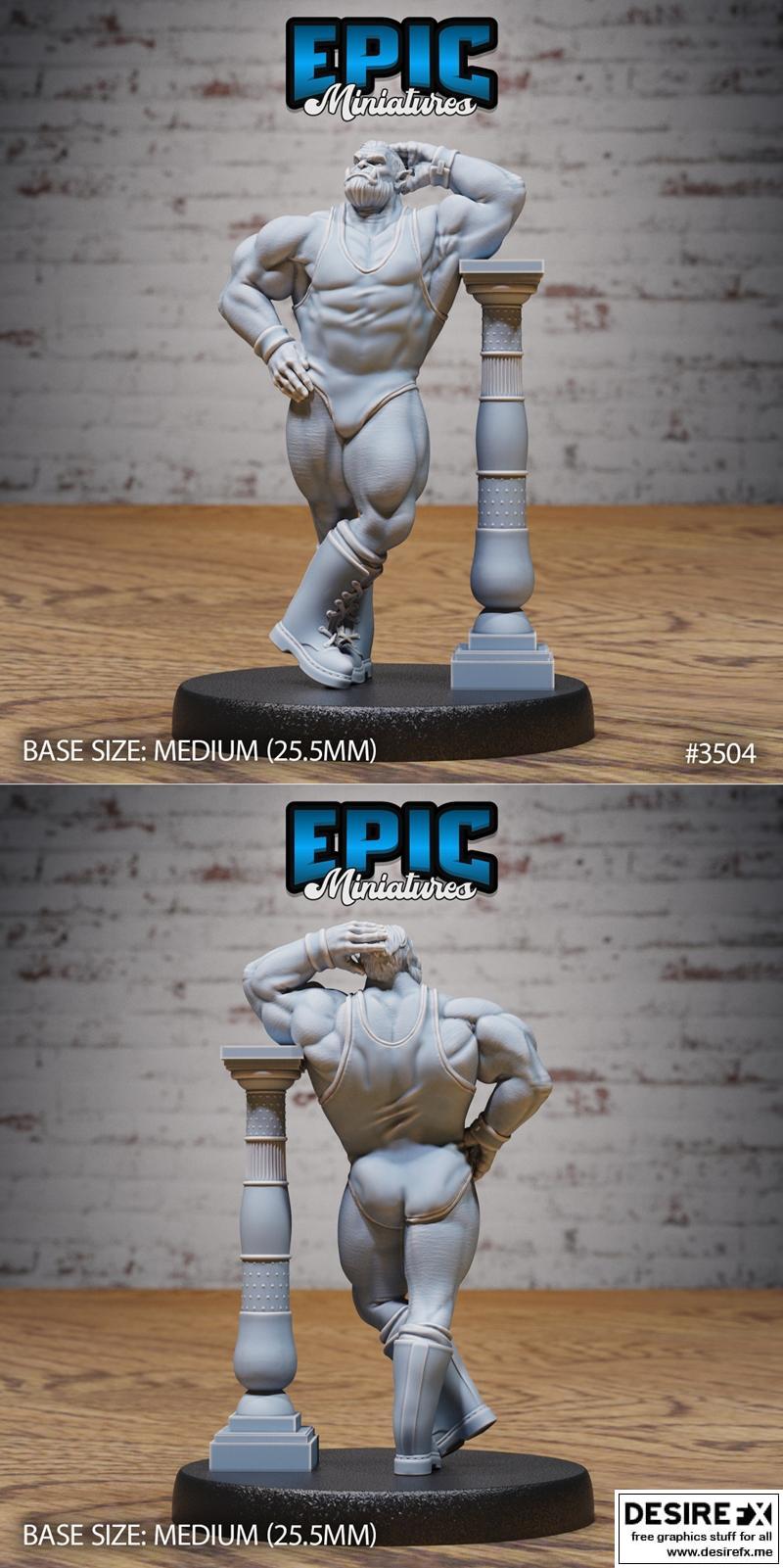 史诗迷你模型—— orc强壮男角色3D打印模型|Epic Miniatures – Orc Strongman Posing – 3D Print Model STL