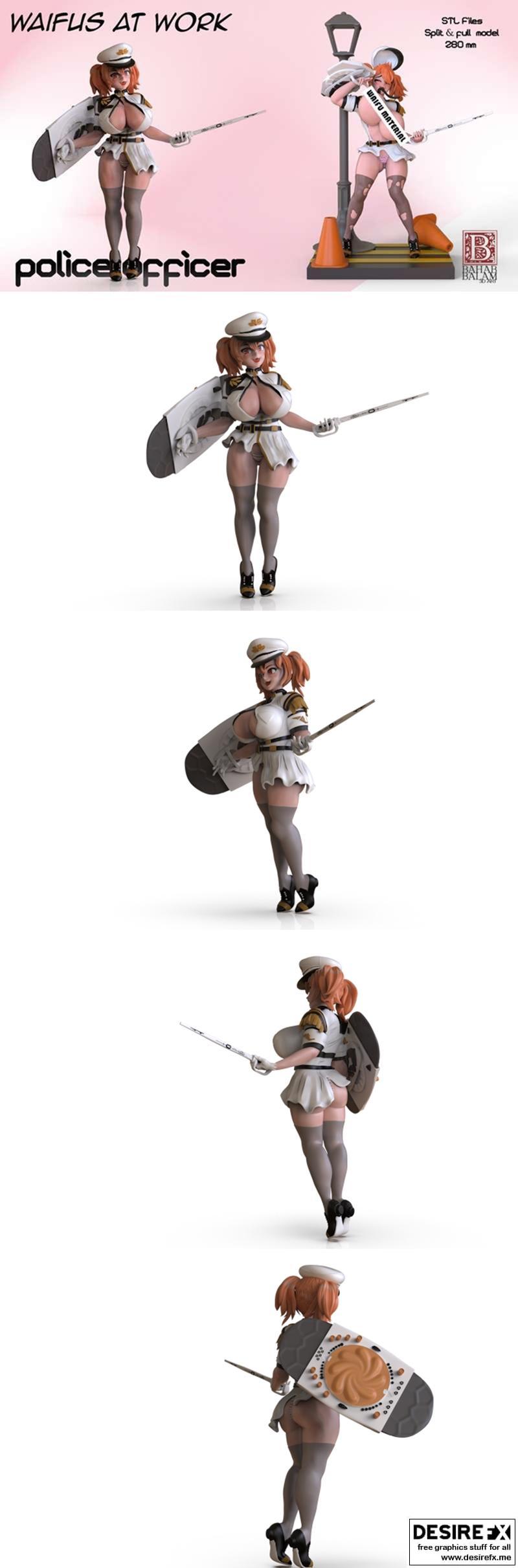 警察官职场日常——动漫角色3D打印模型|Waifus At Work Police Officer – 3D Print Model STL