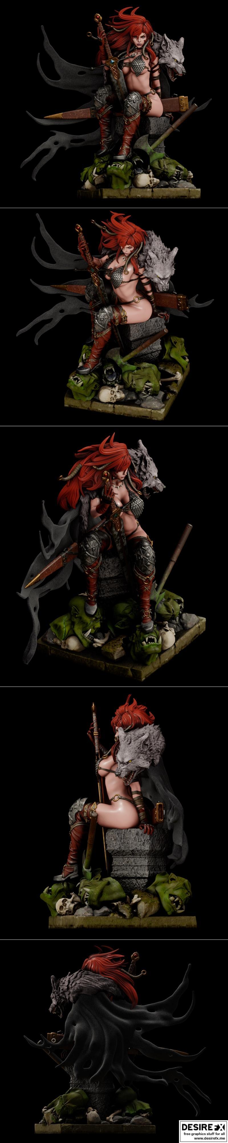PgGasta - 红 Sonja - 3D打印模型|PgGasta – Red Sonja – 3D Print Model STL