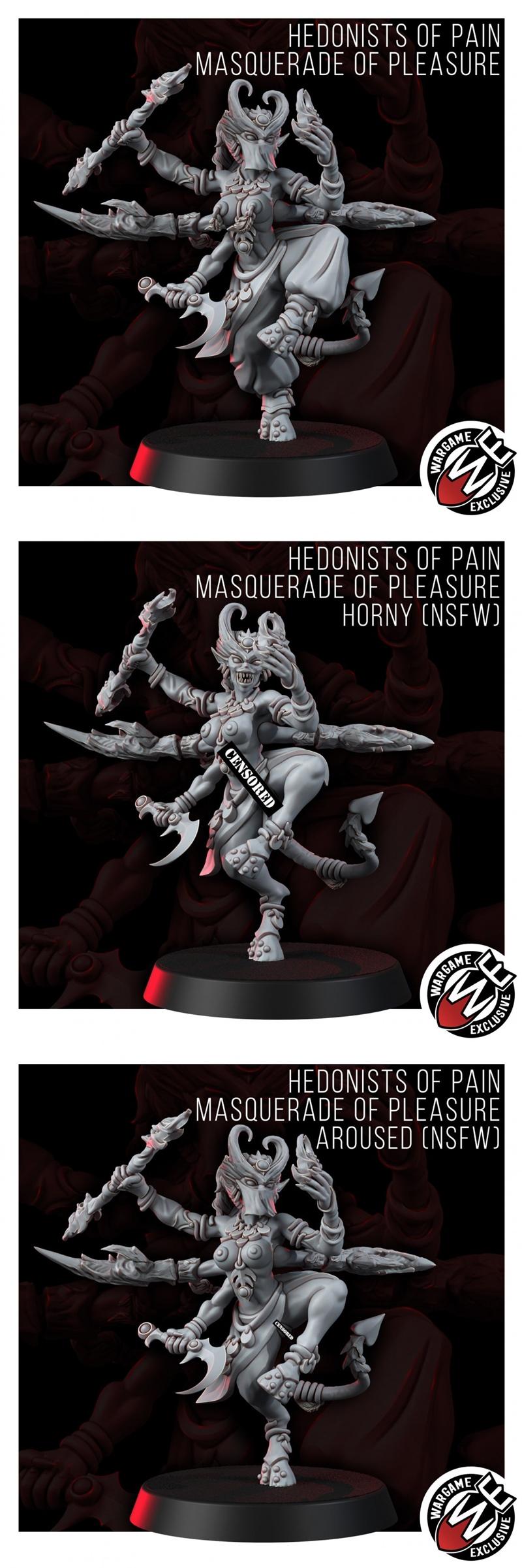 痛苦之乐爱好者：愉悦的伪装与激情迸发 —— 3D打印模型|Hedonists Of Pain Masquerade Of Pleasure and Aroused and Horny – 3D Print Model STL