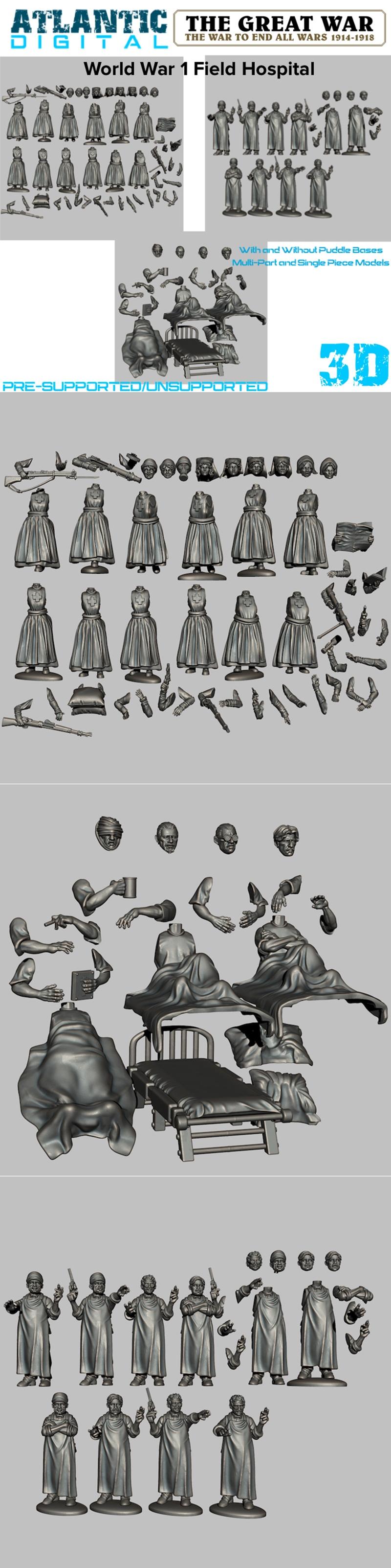 一战野战医院 3D打印模型|WW1 Field Hospital – 3D Print Model STL