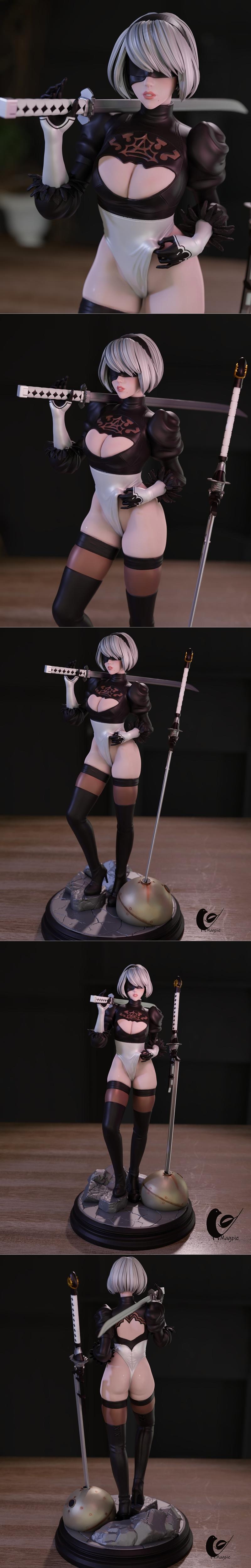 Momoji - 2B 《尼尔：自动化人》3D打印模型|Momoji – 2B Nier Automata – 3D Print Model STL