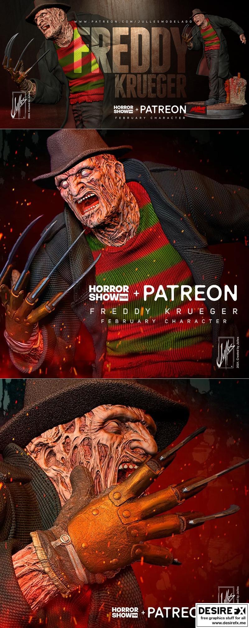 Julles模型工作室 - 3D打印弗雷迪·克鲁格头像模型|Julles Modelado – Freddy Krueger – 3D Print Model STL