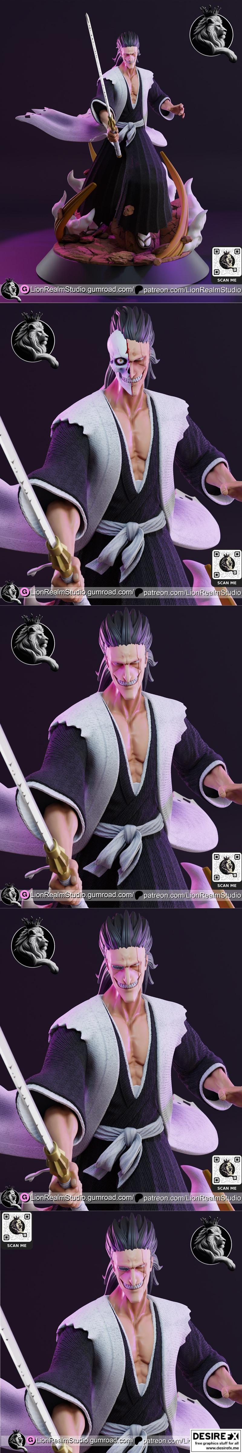 LionRealm Studio - 《死神》 Zaraki Kenpachi 3D打印模型|LionRealm Studio – Zaraki Kenpachi – 3D Print Model STL