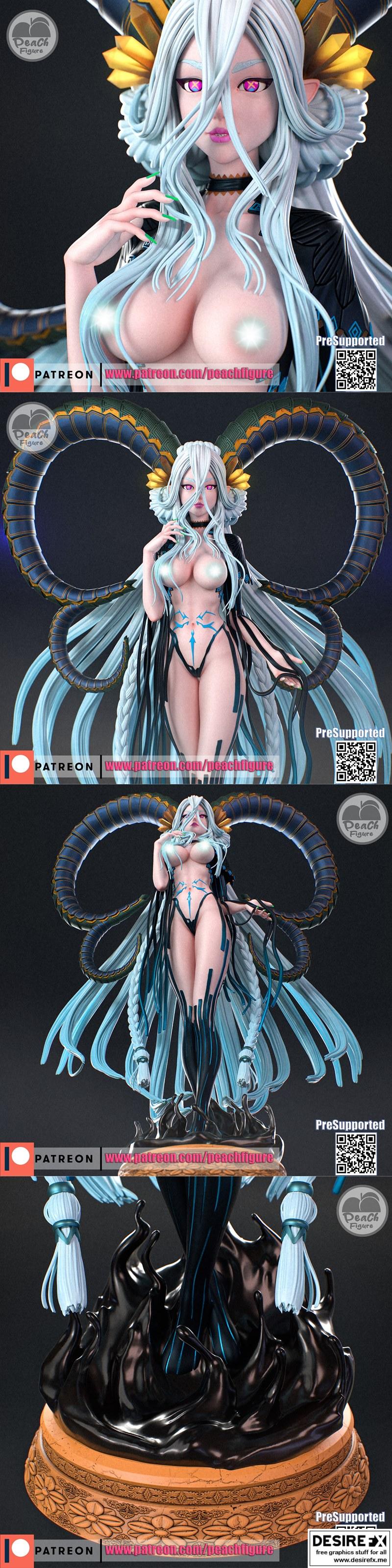 桃核之命——提亚马特命运——3D打印模型|Peach Figure – Tiamat Fate – 3D Print Model STL