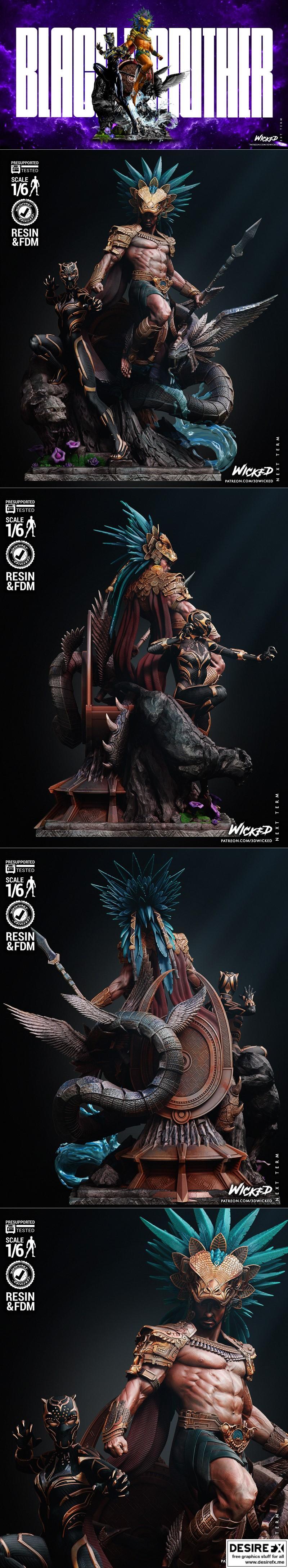 黑豹与娜摩主题3D打印模型|WICKED – Black Panther and Namor Diorama – 3D Print Model STL