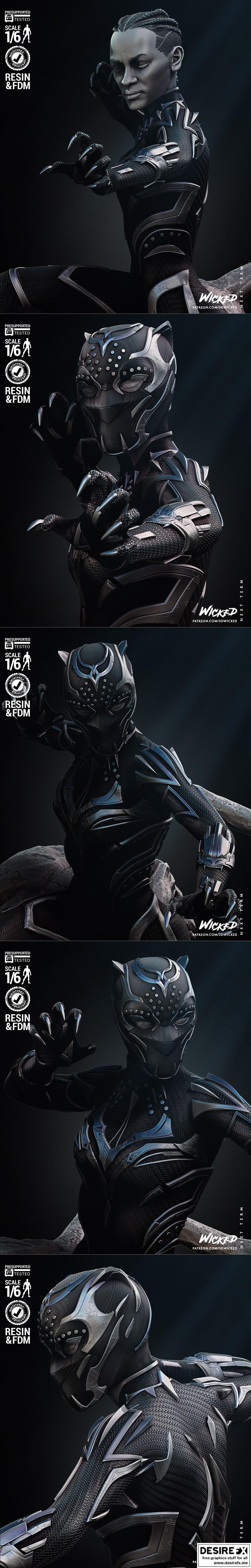 黑豹谢里3D打印模型|WICKED – Black Panther Shuri Sculpture – 3D Print Model STL