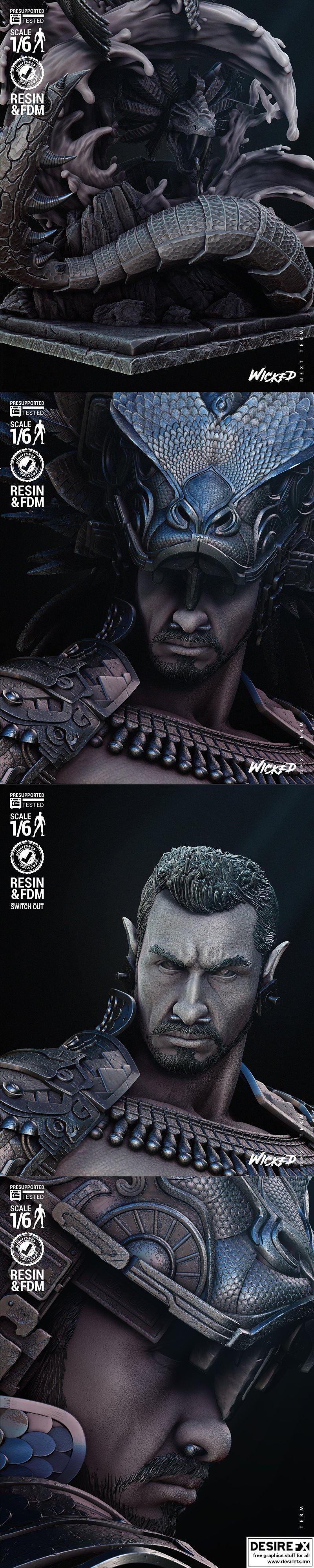Wicked - 水之王纳摩 - 3D打印模型|Wicked – Namor Sculpture – 3D Print Model STL