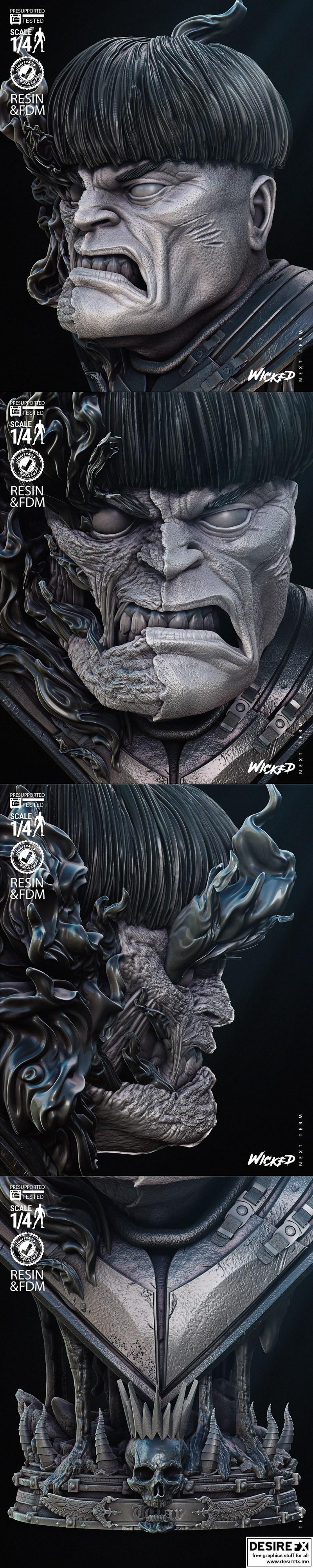 Wicked战争模型 3D打印雕塑|Wicked – War Bust – 3D Print Model STL