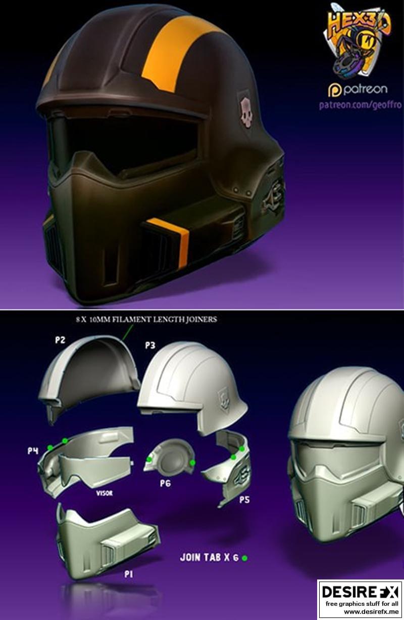 Hex3D – HDivers 2 B-01 战术头盔 3D打印模型|Hex3D – HDivers 2 B-01 Tac Helmet V1 – 3D Print Model STL