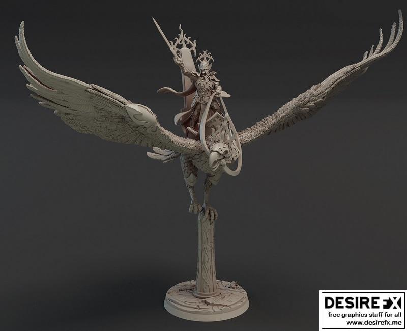 皇家卫士与光辉之鸟——3D打印模型|Regal Guard Officer on Bird of Radiance – 3D Print Model