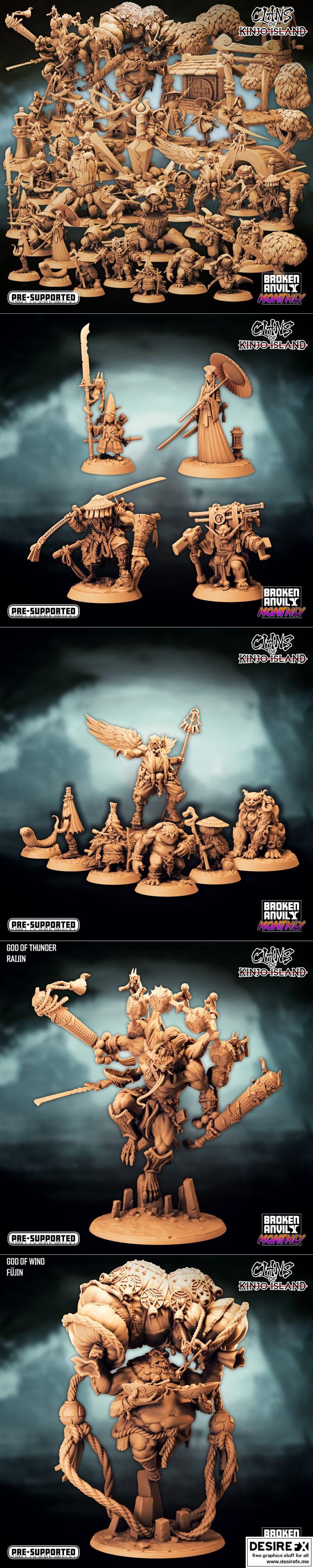 破晓铁匠迷你模型——金乔岛氏族3D打印模型|Broken Anvil Miniatures – Clans of Kinjo Island – 3D Print Model STL