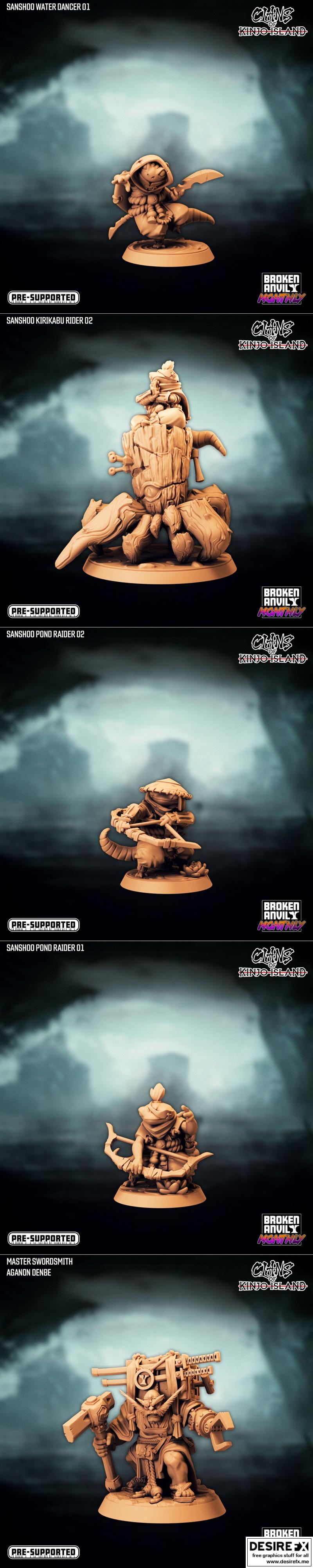 破晓铁匠迷你模型——金乔岛氏族3D打印模型|Broken Anvil Miniatures – Clans of Kinjo Island – 3D Print Model STL