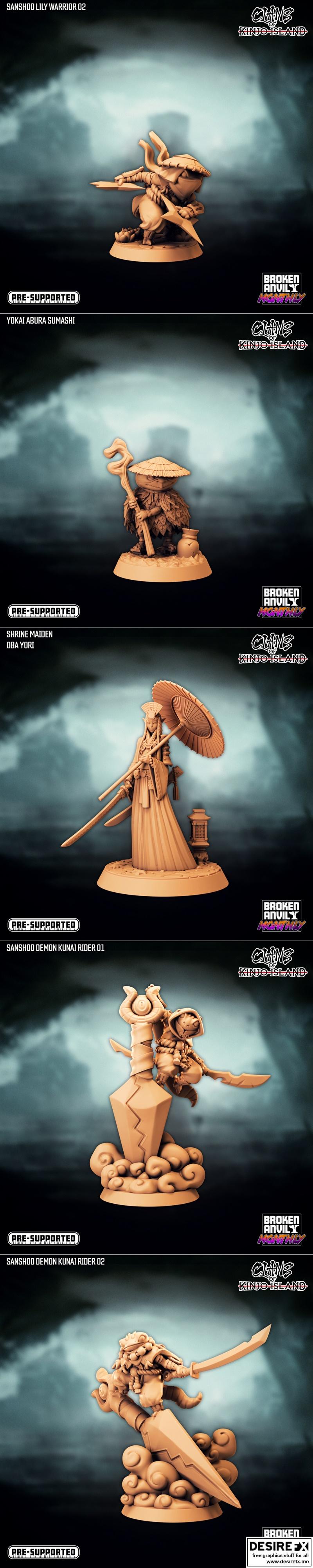 破晓铁匠迷你模型——金乔岛氏族3D打印模型|Broken Anvil Miniatures – Clans of Kinjo Island – 3D Print Model STL