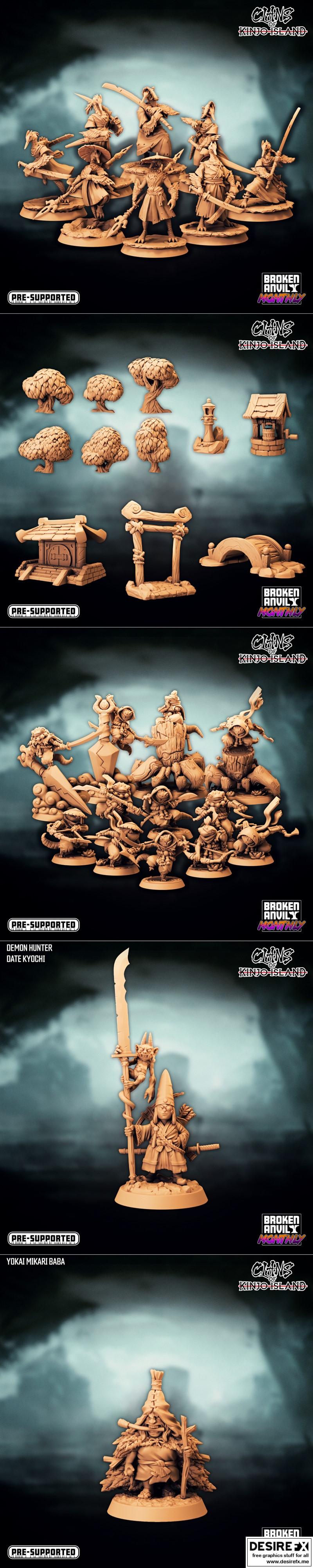 破晓铁匠迷你模型——金乔岛氏族3D打印模型|Broken Anvil Miniatures – Clans of Kinjo Island – 3D Print Model STL