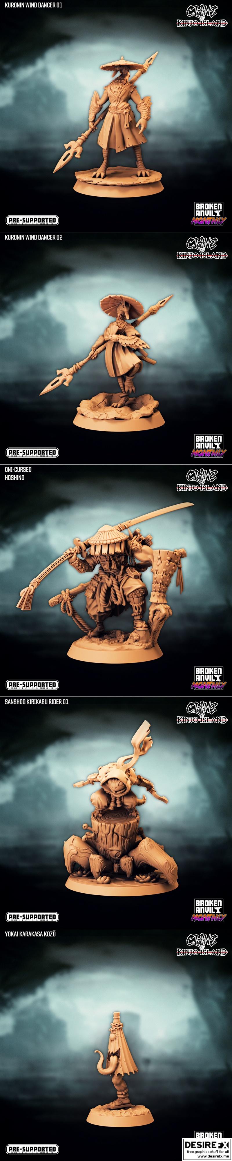 破晓铁匠迷你模型——金乔岛氏族3D打印模型|Broken Anvil Miniatures – Clans of Kinjo Island – 3D Print Model STL