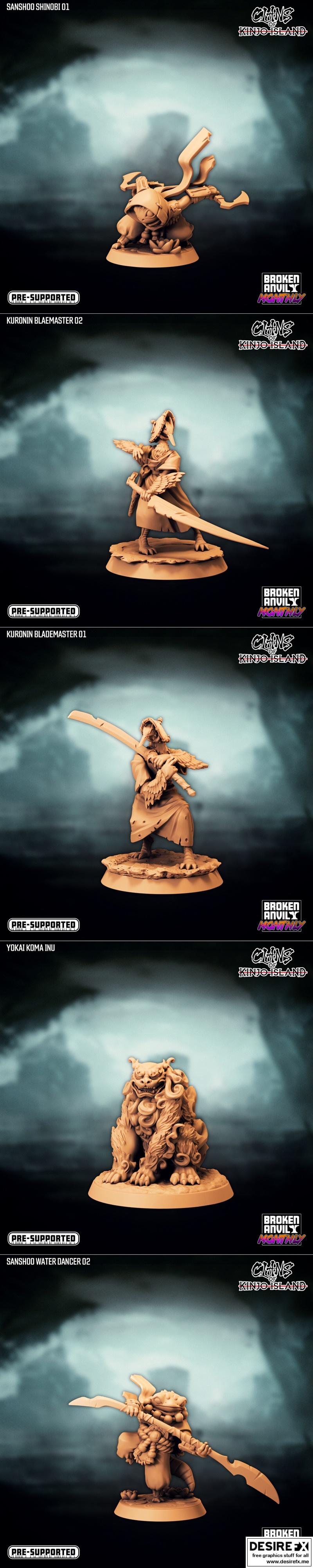 破晓铁匠迷你模型——金乔岛氏族3D打印模型|Broken Anvil Miniatures – Clans of Kinjo Island – 3D Print Model STL