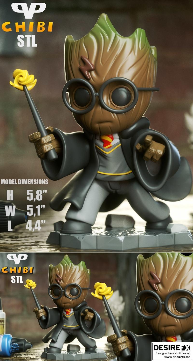 3D打印模型：哈利波特小巨人章鱼奇兵萌系可动人偶|3DXM – Harry Potter Groot Chibi – 3D Print Model STL
