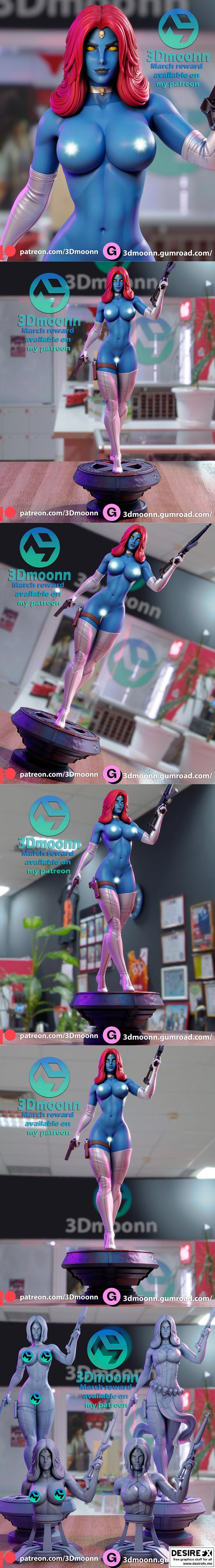 3D打印模型：Mystique 侠影幽魂|3Dmoonn – Mystique – 3D Print Model STL