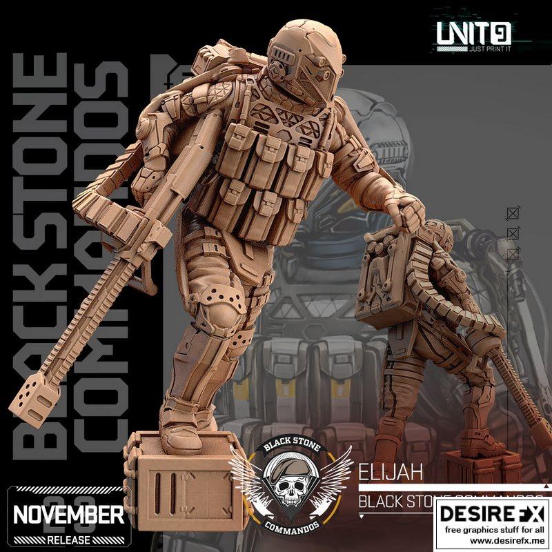 黑石小队-伊莱贾-3D打印模型|Black Stone Commandos – Elijah 01 – 3D Print Model