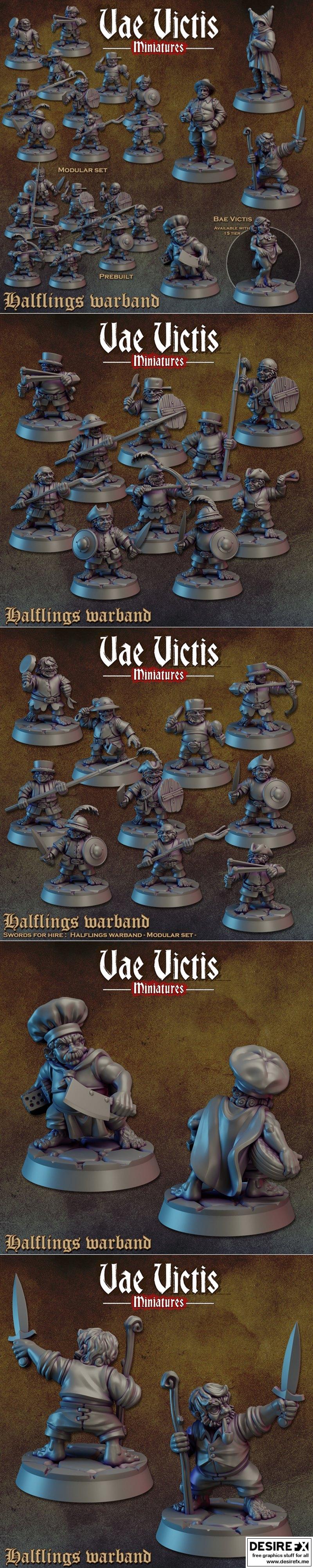 瓦尔维斯迷你模型 - 小人族战团 2024年 3D打印模型|Vae Victis Miniatures – Halfling Warband January 2024 – 3D Print Model STL
