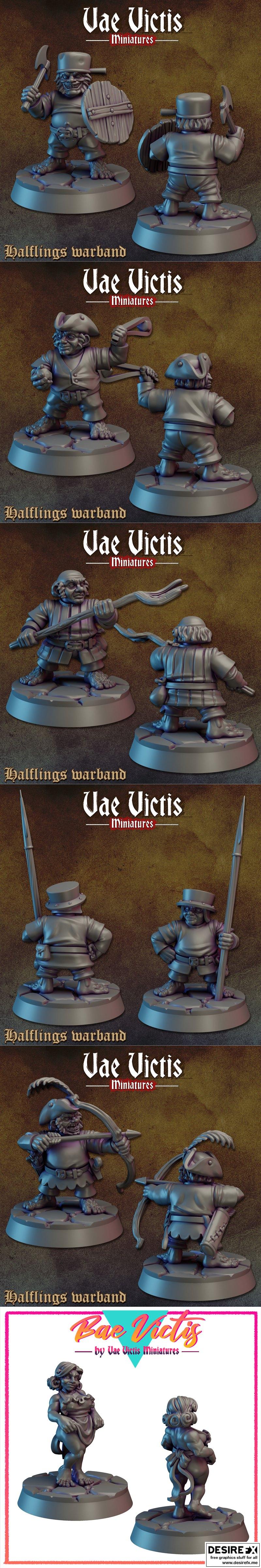 瓦尔维斯迷你模型 - 小人族战团 2024年 3D打印模型|Vae Victis Miniatures – Halfling Warband January 2024 – 3D Print Model STL