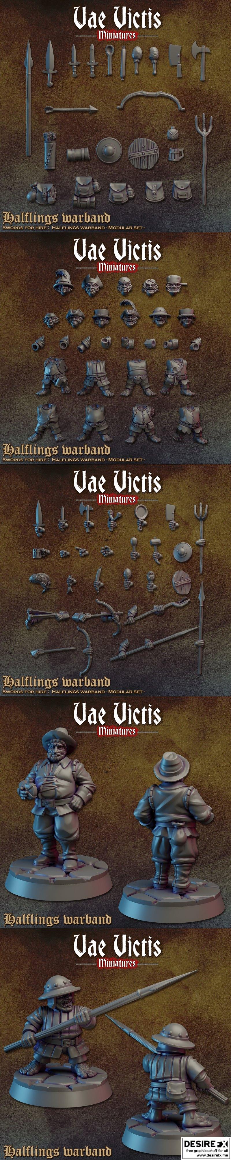 瓦尔维斯迷你模型 - 小人族战团 2024年 3D打印模型|Vae Victis Miniatures – Halfling Warband January 2024 – 3D Print Model STL