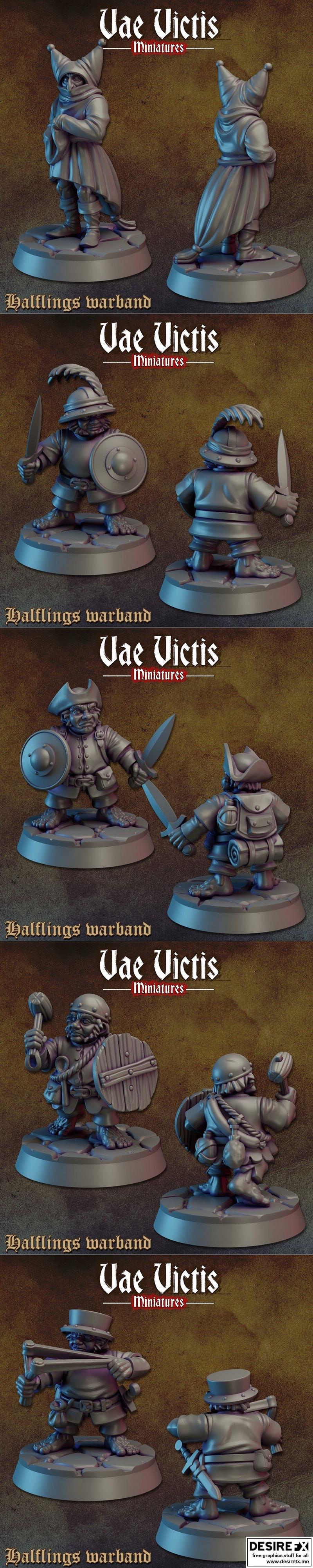 瓦尔维斯迷你模型 - 小人族战团 2024年 3D打印模型|Vae Victis Miniatures – Halfling Warband January 2024 – 3D Print Model STL