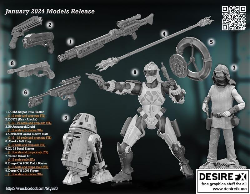 Skylu 2024新年3D打印模型：动漫角色立体造型集|Skylu January 2024 – 3D Print Model STL