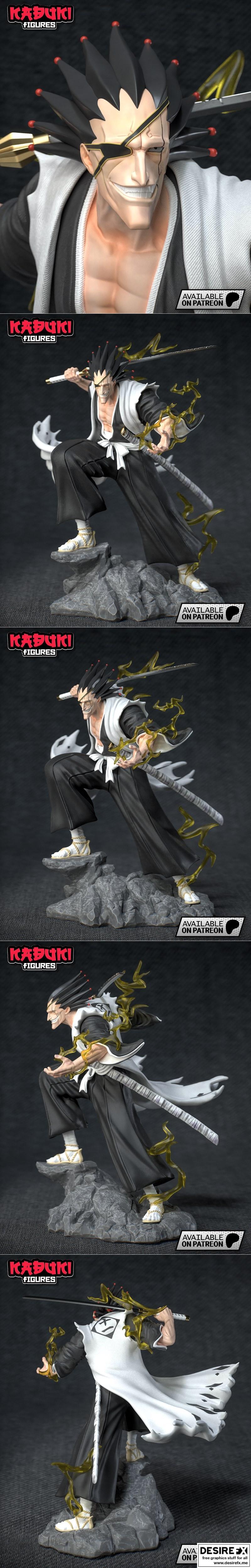3D打印模型：斩月凯恩帕奇|Kabuki Figures – Zaraki Kenpachi – 3D Print Model STL
