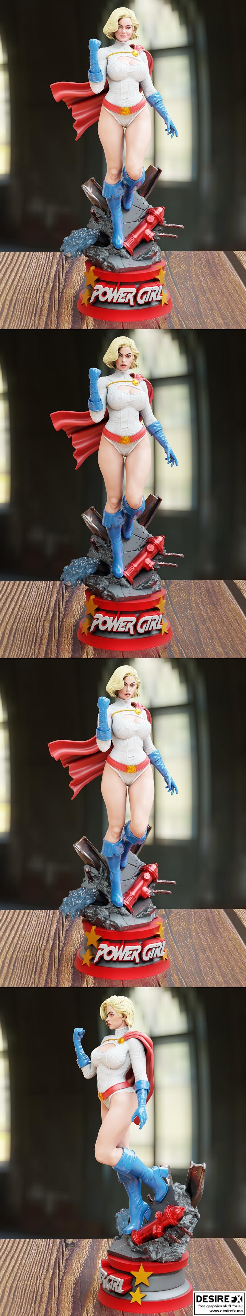 BrunoArt3D - 动漫3D打印模型：Power Girl|BrunoArt3D – Power Girl – 3D Print Model STL