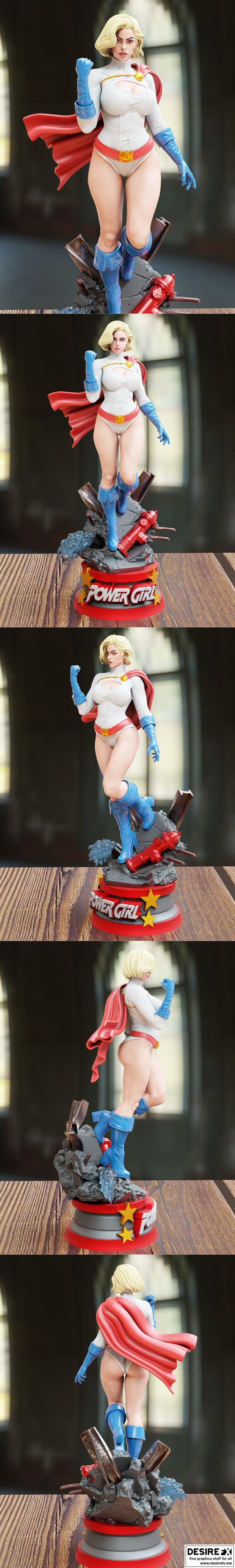 BrunoArt3D - 动漫3D打印模型：Power Girl|BrunoArt3D – Power Girl – 3D Print Model STL