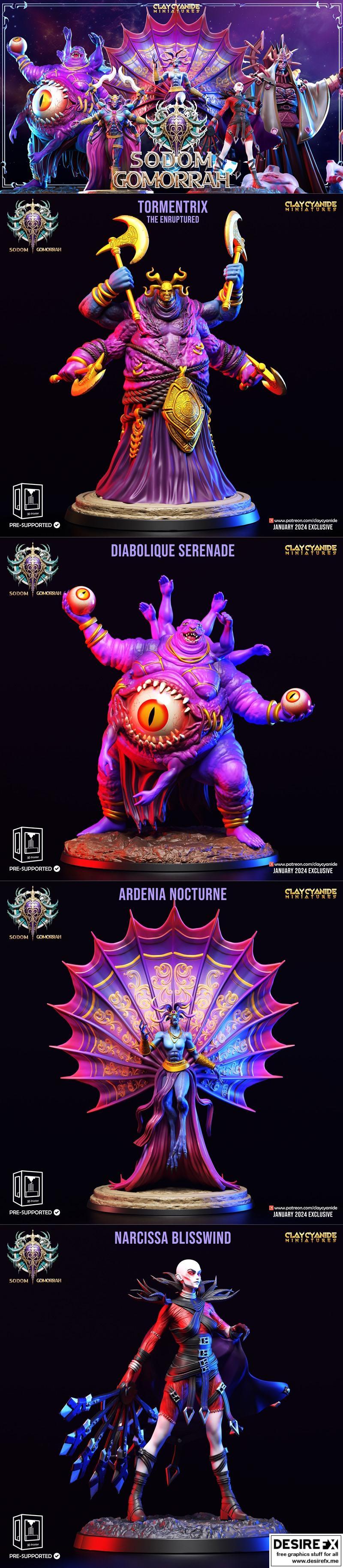 Clay Cyanide Miniatures – Sodom and Gomorrah January 2024 – 3D Print Model STL