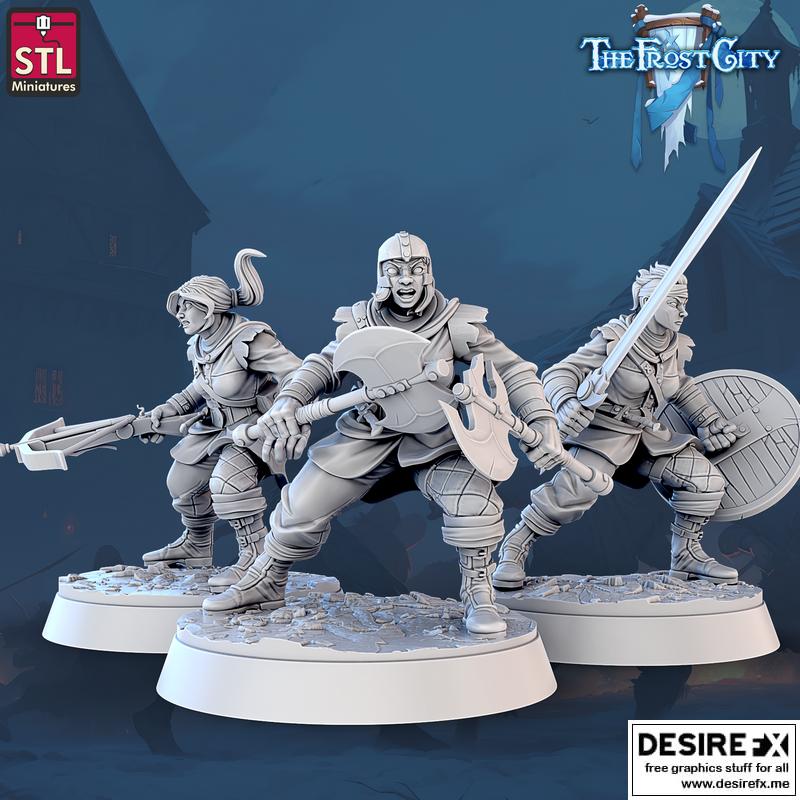 寒霜之城——女兵角色3D打印模型|The Frost City – Soldier Female B – 3D Print Model