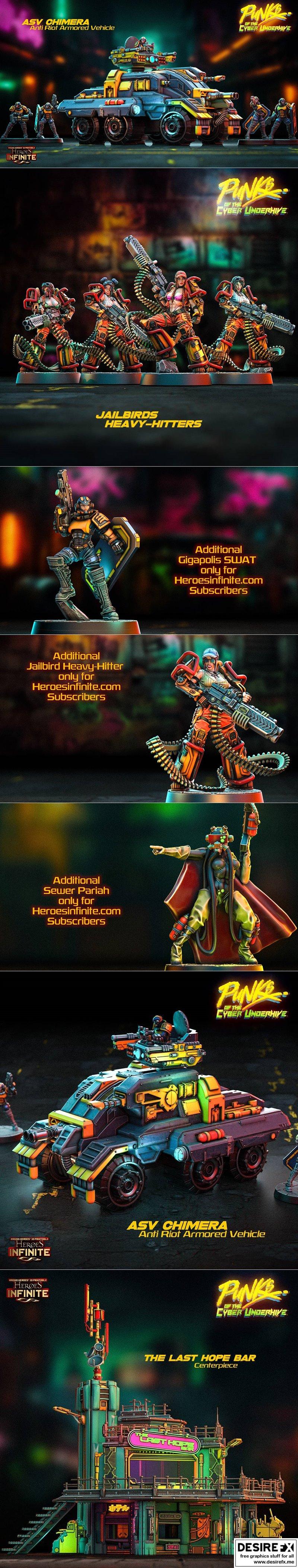 Heroes Infinite – Punks of the Cyber Underhive February 2024 – 3D Print Model STL