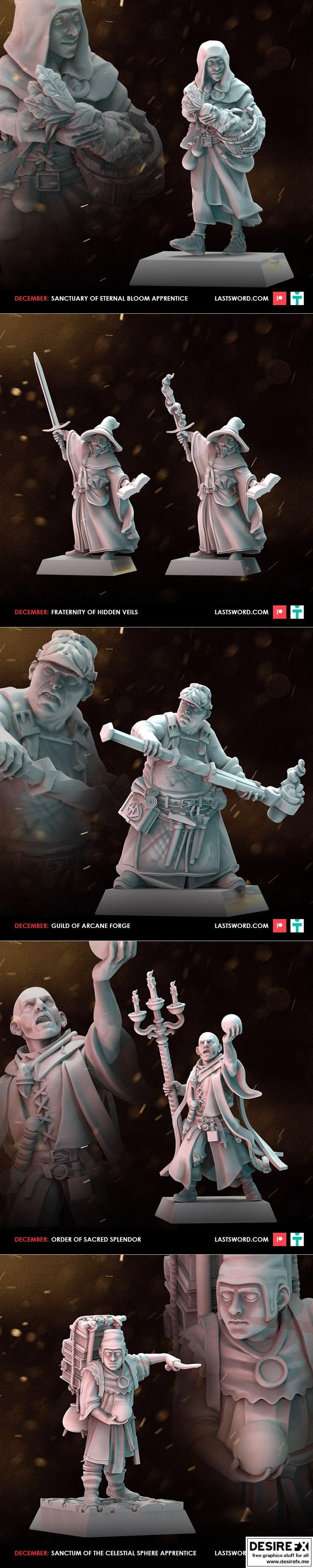最后之剑迷你模型——秘术议会·3D打印塑形|Last Sword Miniatures – Arcane Synod – 3D Print Model STL