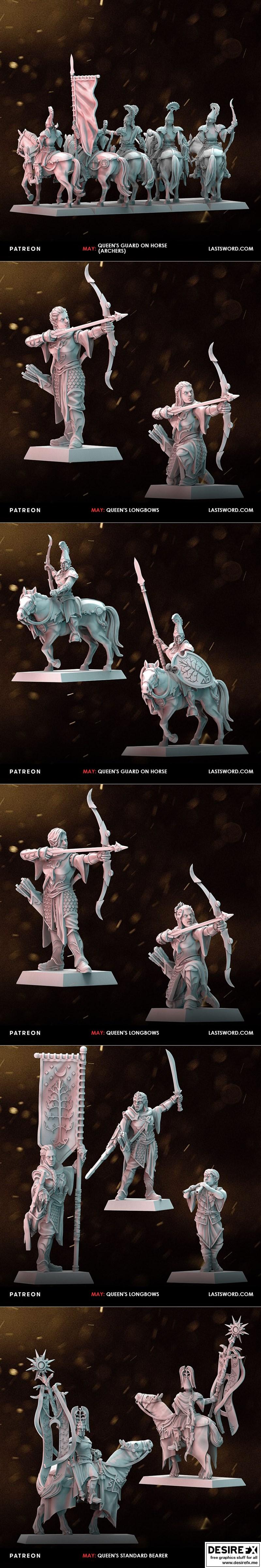 最后之剑迷你模型——王室军团3D打印模型|Last Sword Miniatures – The Queens Army – 3D Print Model STL