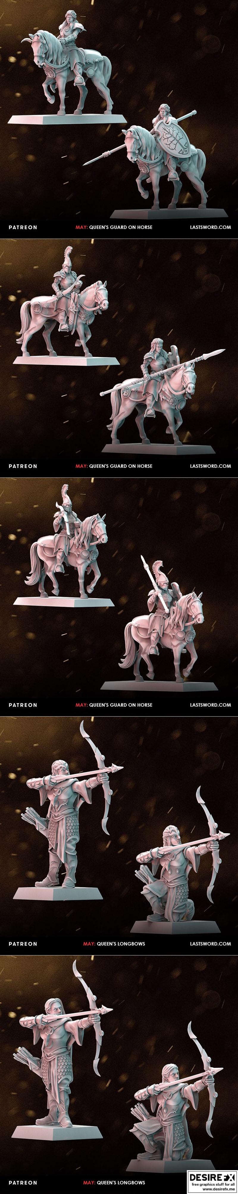 最后之剑迷你模型——王室军团3D打印模型|Last Sword Miniatures – The Queens Army – 3D Print Model STL