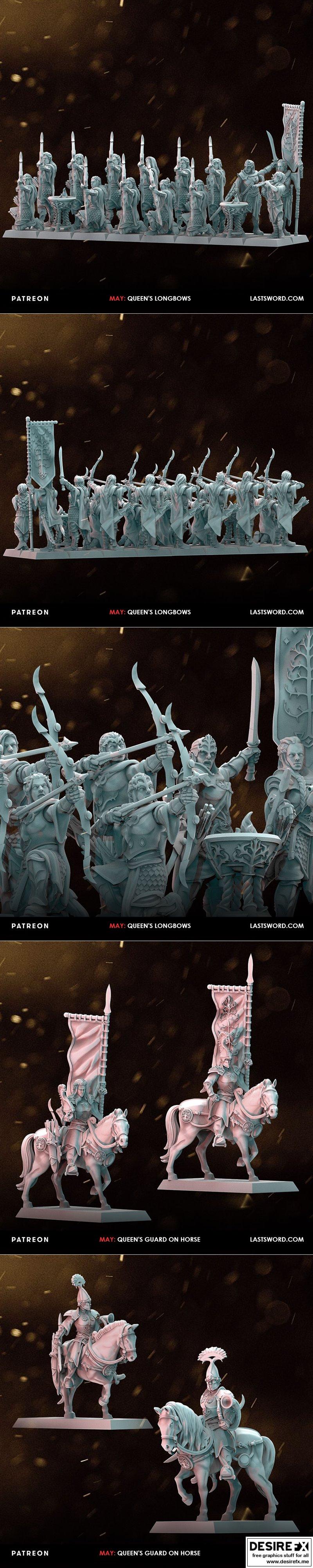 最后之剑迷你模型——王室军团3D打印模型|Last Sword Miniatures – The Queens Army – 3D Print Model STL