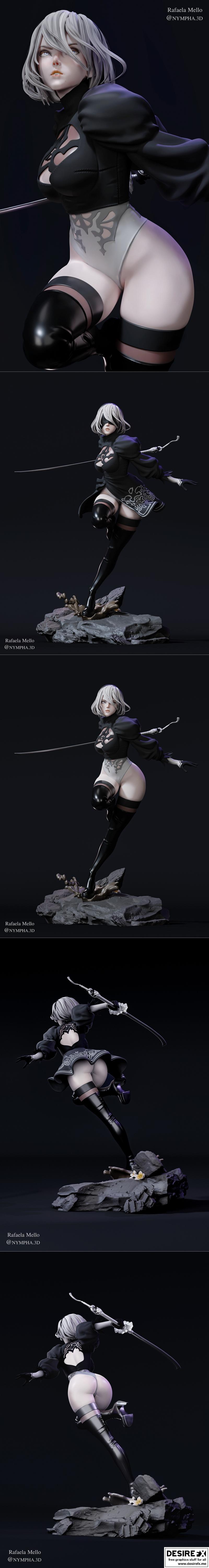Nympha - 2B 《尼尔：自动人形》3D打印模型|Nympha – 2B Nier Automata – 3D Print Model STL