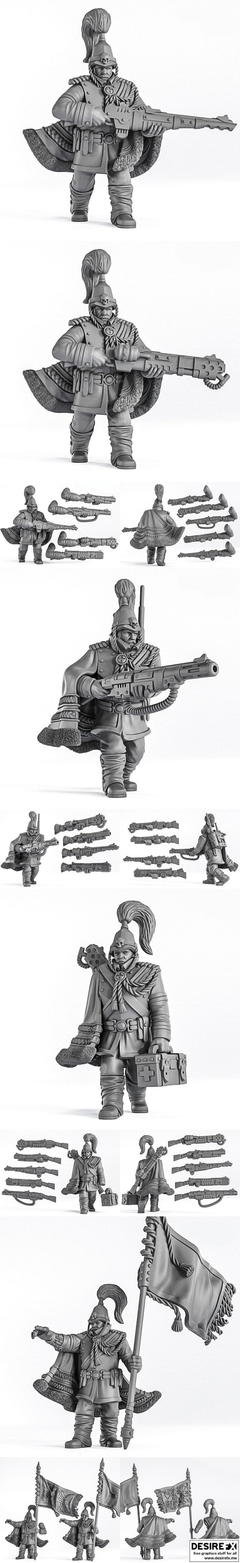 皇家军团——帝国部队指挥小队 3D打印模型|Royal Regiment – Command Squad of the Imperial Force – 3D Print Model