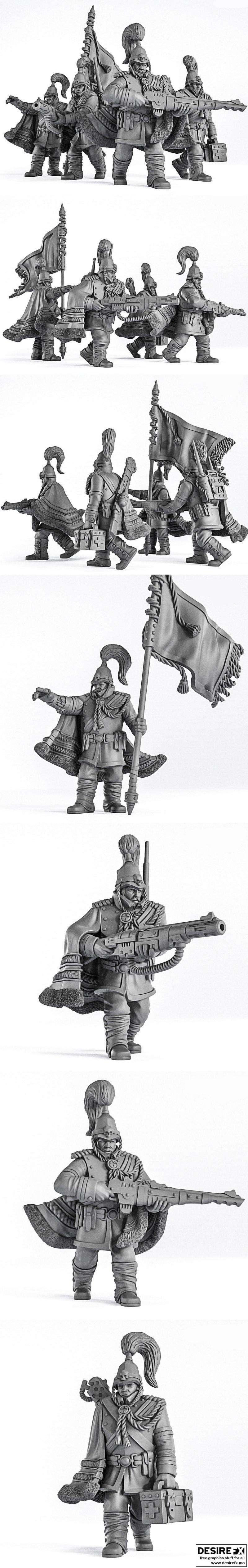 皇家军团——帝国部队指挥小队 3D打印模型|Royal Regiment – Command Squad of the Imperial Force – 3D Print Model