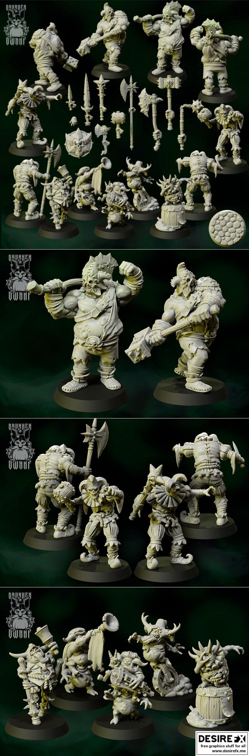 感染嘉年华——醉酒矮人 3D打印模型|Drunken Dwarf – The Infected Circus – 3D Print Model STL