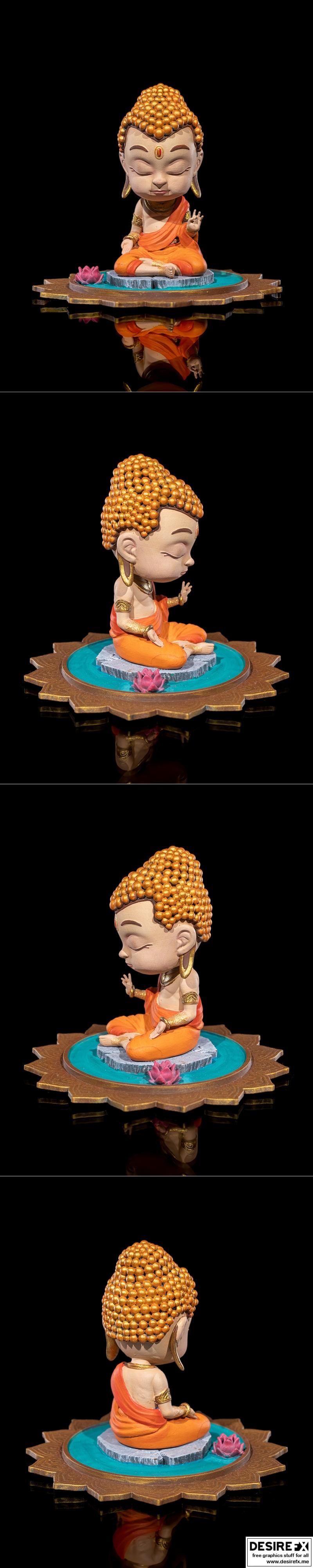 小佛陀静坐莲花池——3D打印模型|Chibi Buddha Serenity on The Lotus Pond – 3D Print Model STL