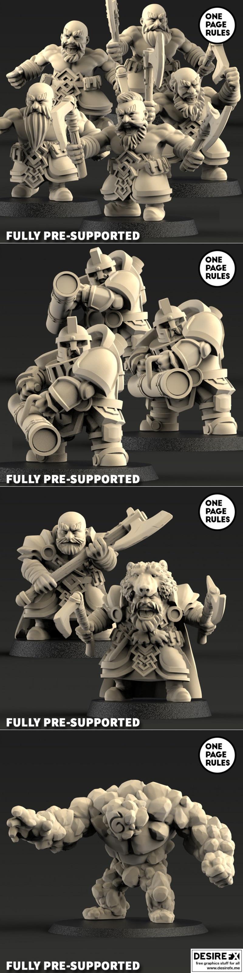 一页规则 - 矮人 - 3D打印模型|One Page Rules – Dwarf – 3D Print Model STL
