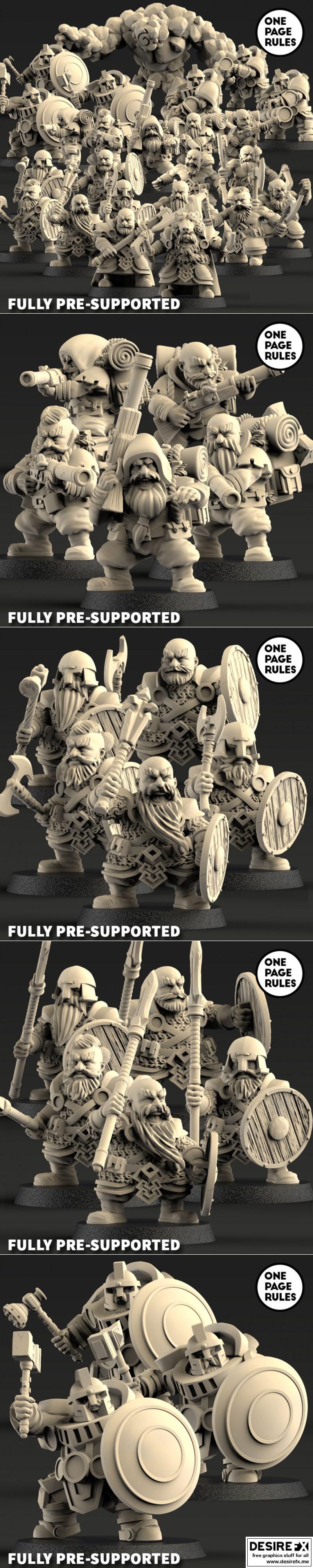 一页规则 - 矮人 - 3D打印模型|One Page Rules – Dwarf – 3D Print Model STL