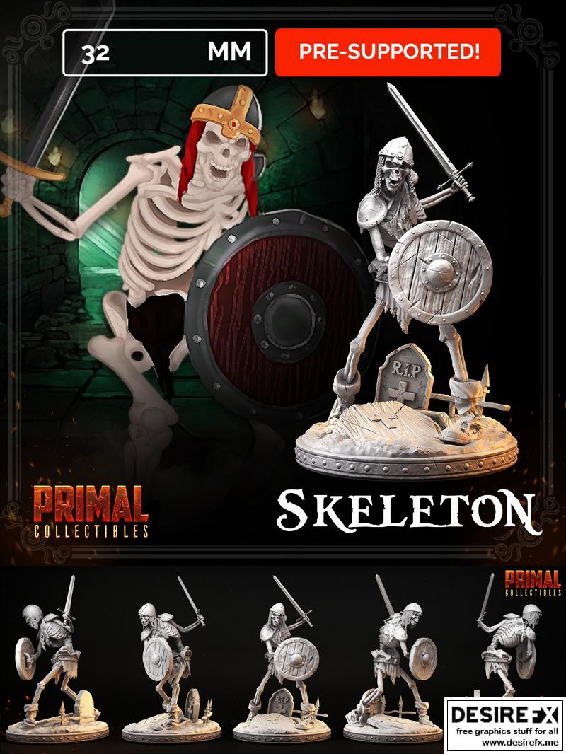 剑与盾骨架模型|Skeleton with Sword and Shield – 3D Print Model