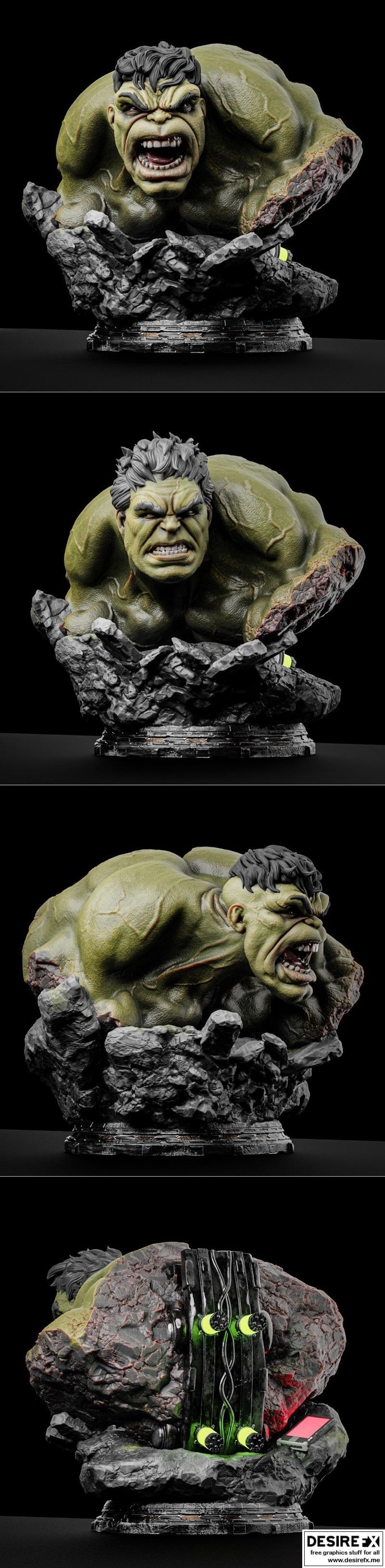 Hulk模型3D打印文件|Hulk Bust – 3D Print Model STL